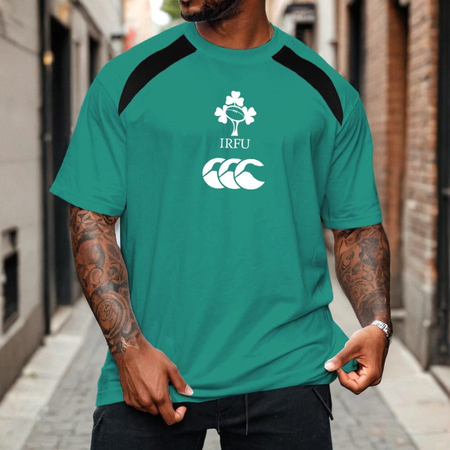 

Men's Irish Rugby Training Print Loose Short Sleeve Oversized T-shirt