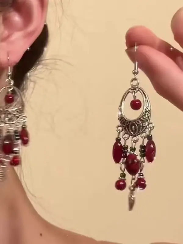 Women's Retro Ethnic Geometric Pendant Long Earrings - Pragmaace.com 