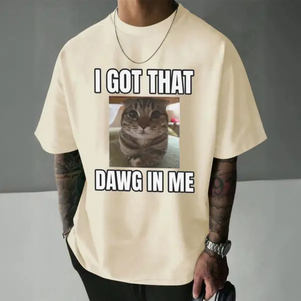 Unisex Funny Cat Print Apricot Short Sleeve Casual Loose T-shirt - Wayrates.com 