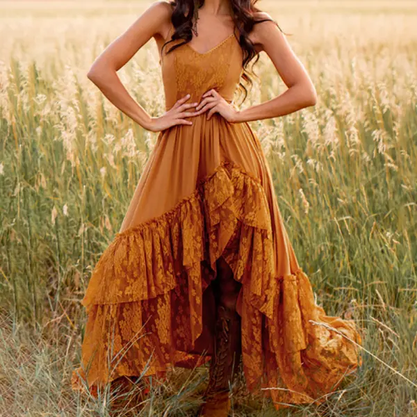 Women's Bohemian Elegance In A Golden Field - Anurvogel.com 