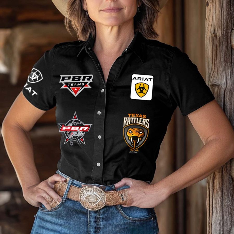 

Women's Western Cowgirl TR Team Snake Print Cowboy Short Sleeve Black Shirts