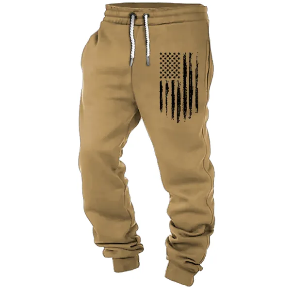 Men's Vintage Outdoor American Flag Print Sweatpants Only $25.99 - Cotosen.com 