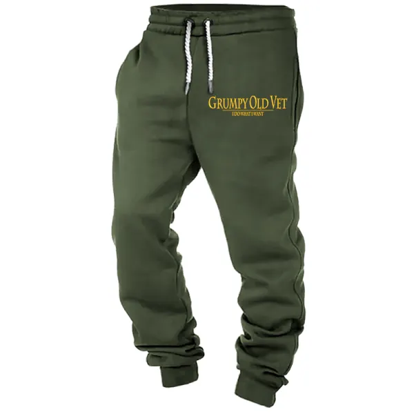 Men's Vintage Outdoor Grumpy OLD Vet Letter Print Sweatpants - Cotosen.com 
