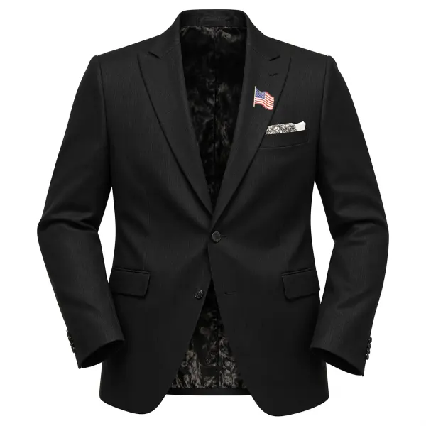 Men's Vintage American Flag Elegant Black Suit With Classic Design Only $55.99 - Elementnice.com 