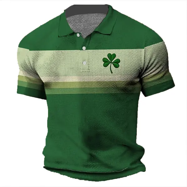 Men's Vintage St. Patrick's Day Print Green Polo Shirt With Shamrock Print Only $29.99 - Cotosen.com 