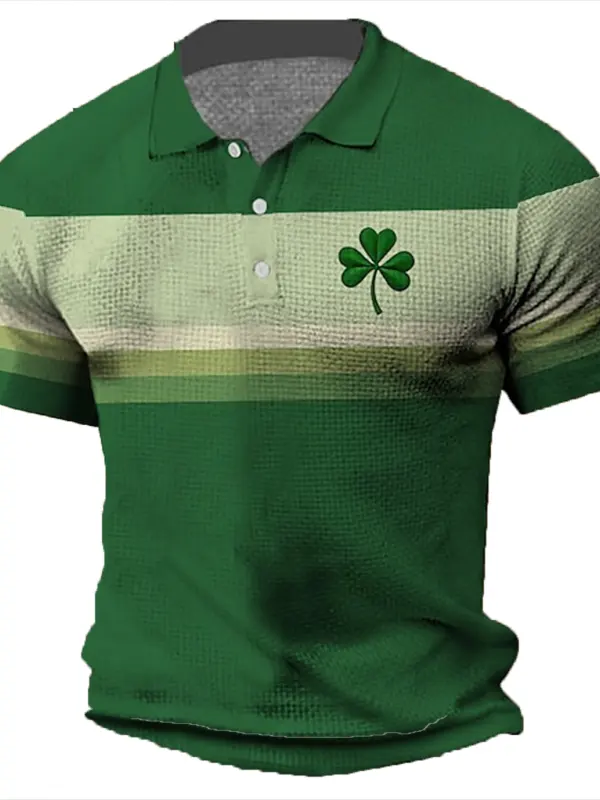 Men's Vintage St. Patrick's Day Print Green Polo Shirt With Shamrock Print Only $29.99 - Menbarn.com 