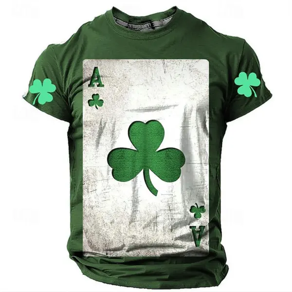 Men's Vintage St. Patrick's Day Print Green Short Sleeve T-Shirt With Shamrock Print Only $18.99 - Cotosen.com 