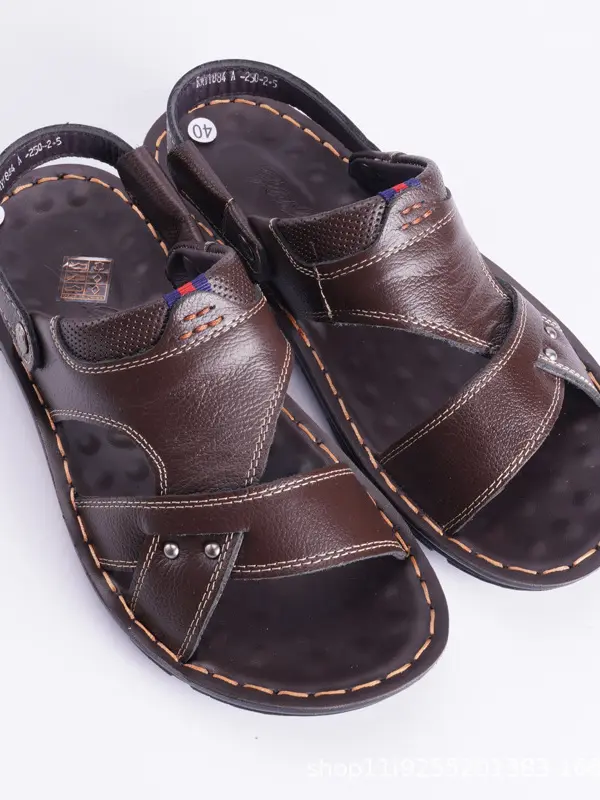 Men's Beach Cowhide Shoes With Soft Soled Sandals - Menbarn.com 