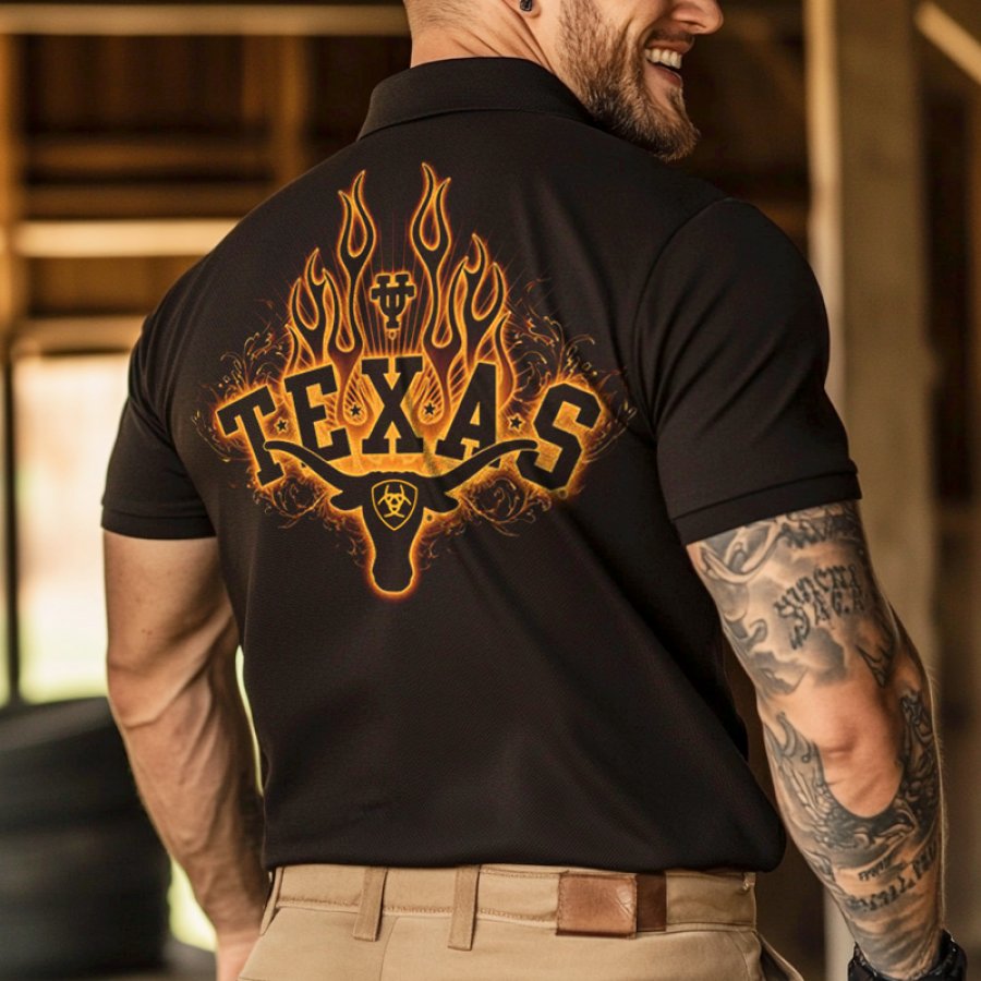 

Men's Cowboy Flame Polo Shirt Polo Shirt