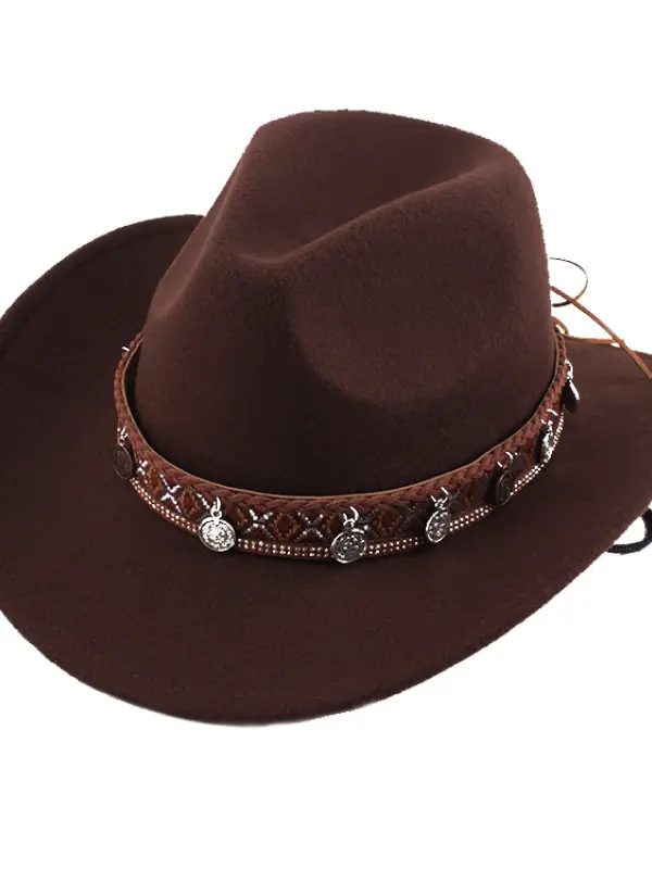 Western Cowboy Hat With Embellished Band - Menbarn.com 
