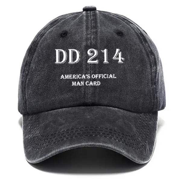 DD214 America's Official Man Card Unisex Washed Cotton Sun Hat Vintage Print Casual Cap - Cotosen.com 