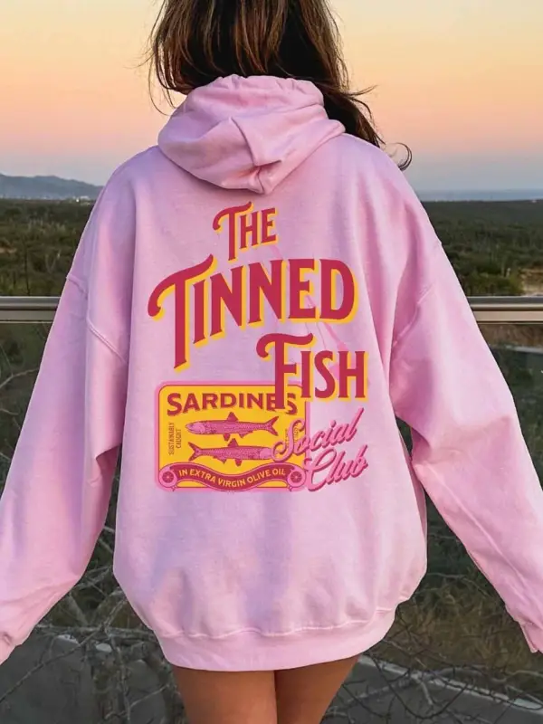 Women's The Tinned Fish Sardines Pink Oversized Hoodie Only $33.99 - Pragmaace.com 