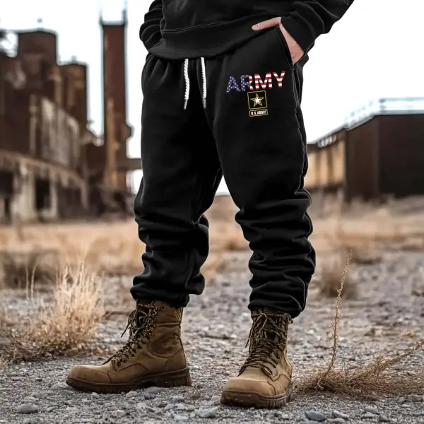 Men's Vintage Veterans Day ARMY American Flag Print Sweatpants - Wayrates.com 