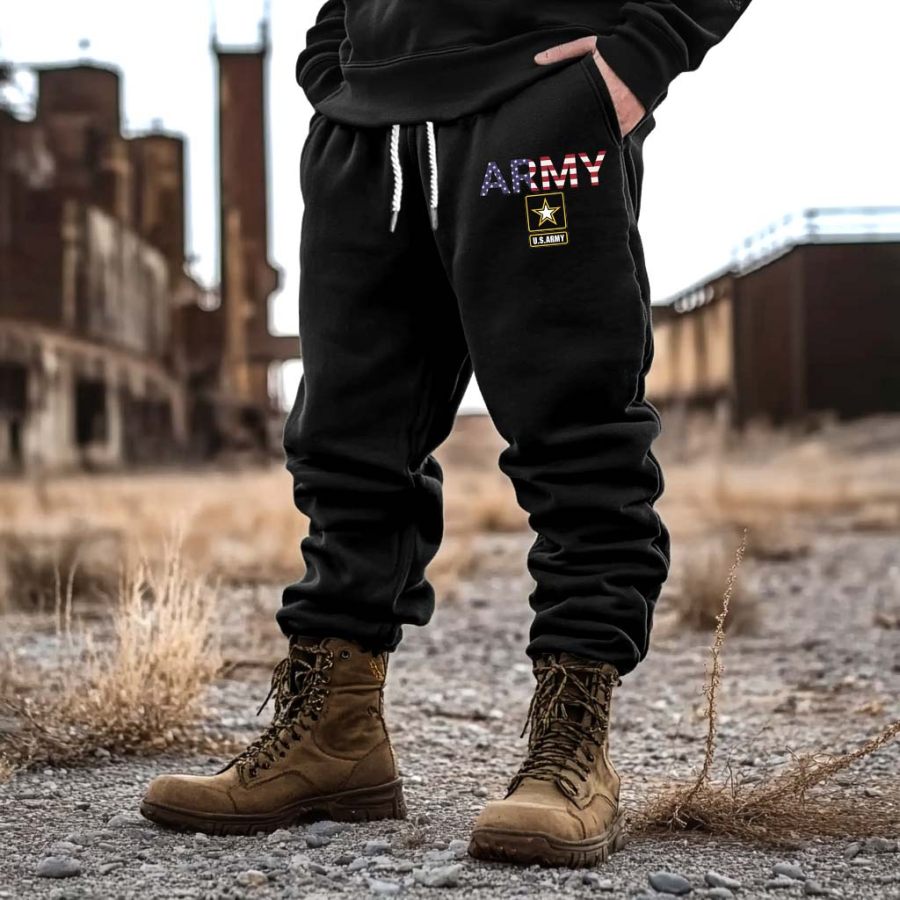 

Men's Vintage Veterans Day ARMY American Flag Print Sweatpants