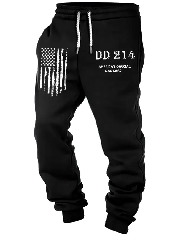 Men's Vintage DD214 America Official Man Card American Flag Print Sweatpants - Pragmaace.com 