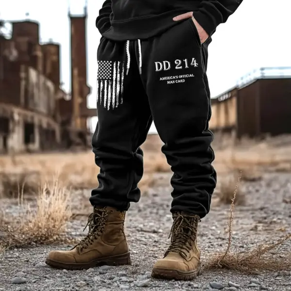 Men's Vintage DD214 America Official Man Card American Flag Print Sweatpants - Wayrates.com 