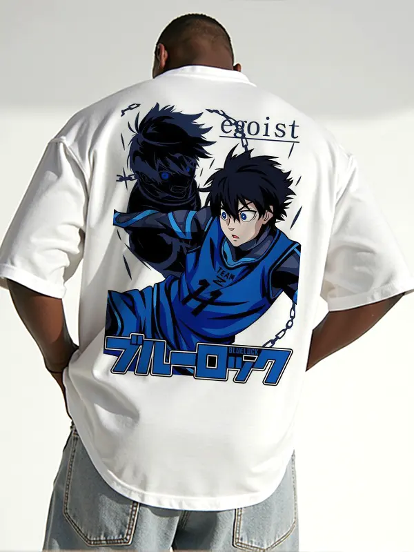 Unisex Football Anime T-Shirt With Blue Graphic Design - Simplyion.com 