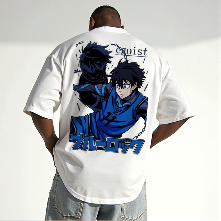 

Unisex Football Anime T-Shirt With Blue Graphic Design