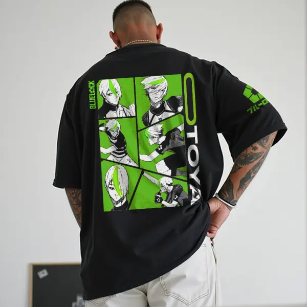 Unisex Football T-shirt With Green Accents And Anime Design - Wayrates.com 