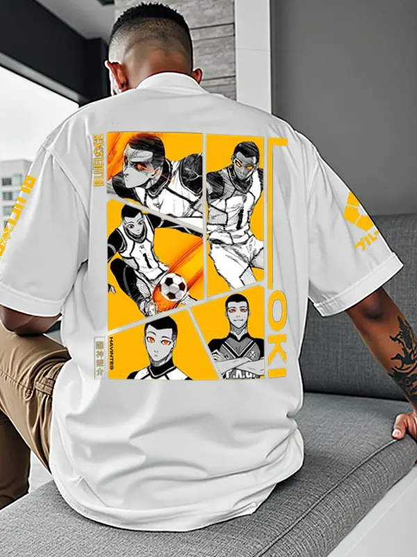 Unisex Football Anime Yellow Graphic T-Shirt With Musician Design - Simplyion.com 