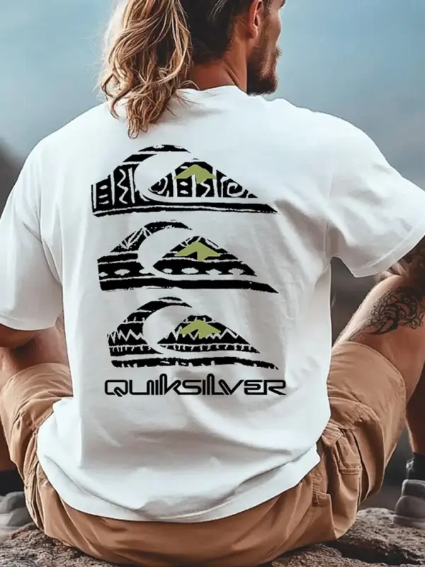 Unisex Surf Beach Print Casual Oversized Crew Neck T-Shirt - Pragmaace.com 