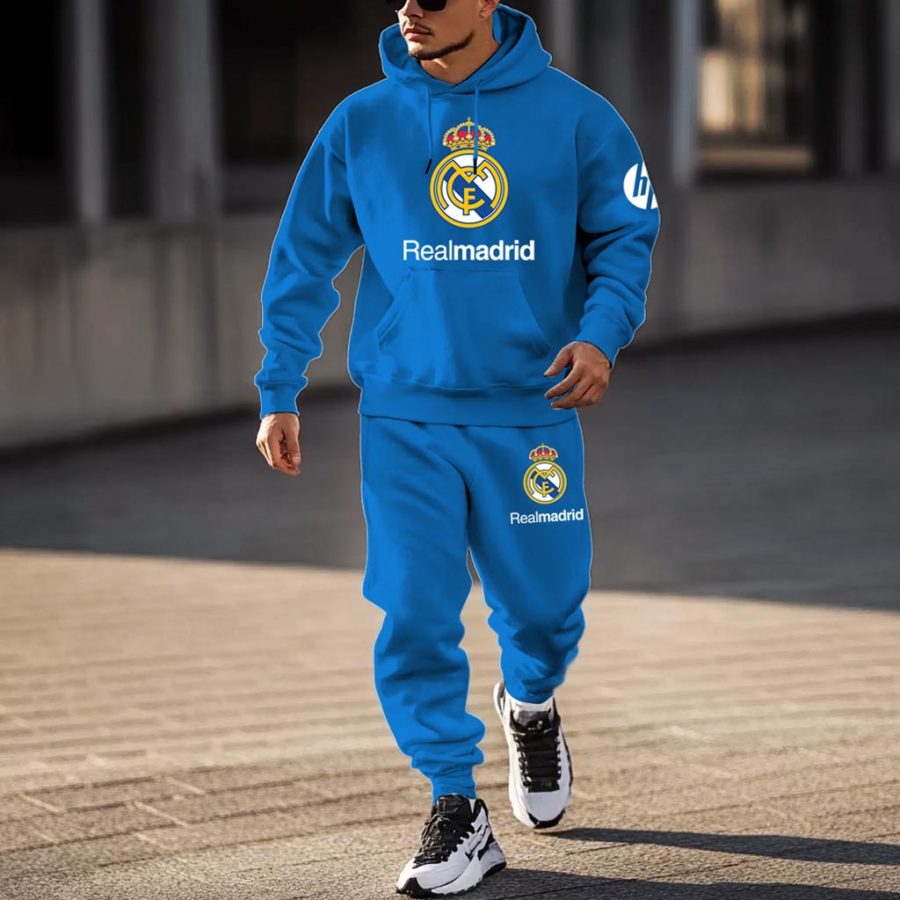 

Unisex Football Print Casual Real Madrid Hoodies And Sweatpants Set