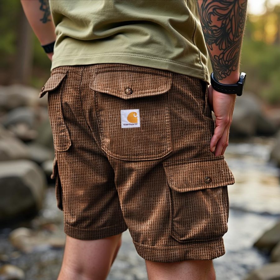 

Men's Carhartt Waffle Knit Surf Shorts Multiple Pockets Casual Walkshort