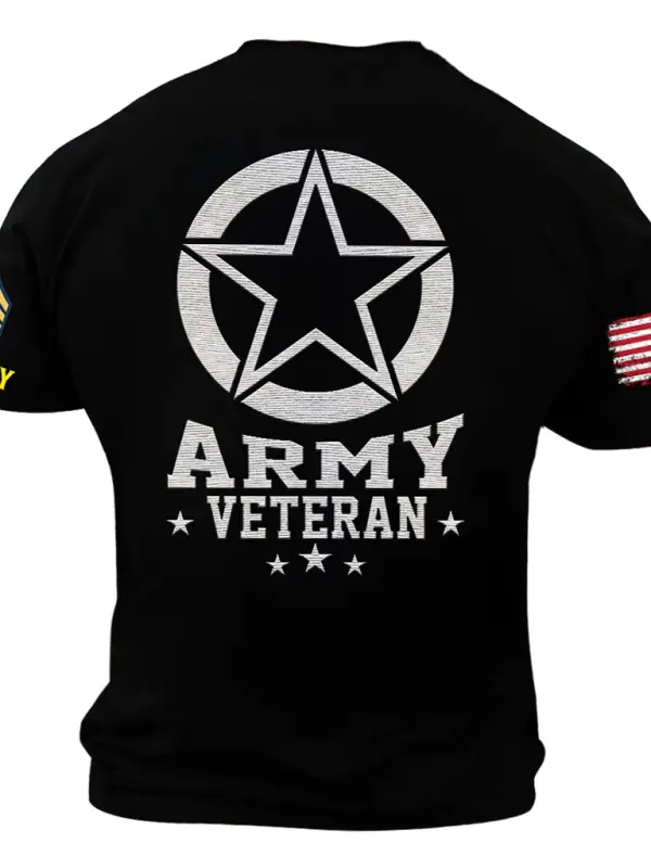 Men's Vintage Army Veteran American Flag Print Short Sleeve T-shirt Only $19.99 - Menbarn.com 