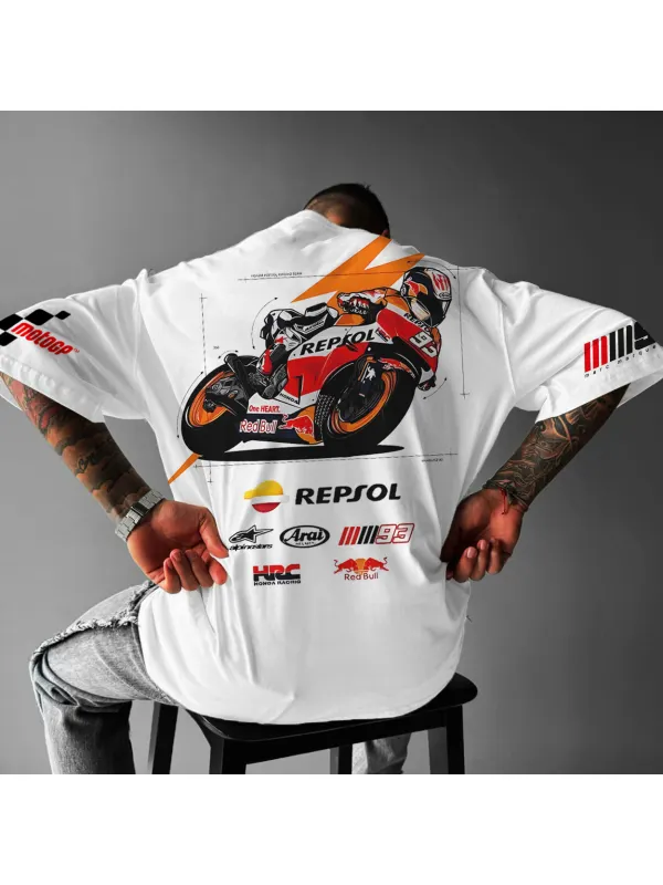 Unisex Oversized Motorcycle Racing NO.93 Printed T-Shirt - Shopyiyistories.com 