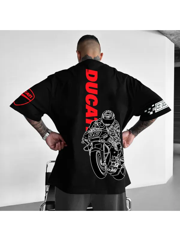 Unisex Oversized Motorcycle Print T-Shirt - Shopyiyistories.com 