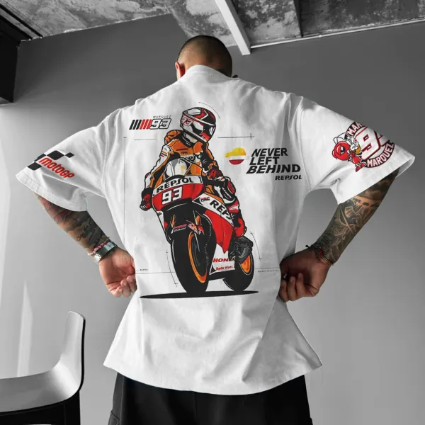 Unisex Oversized Motorcycle Racing No.93 Graphic Print T-Shirt - Yesunshine.com 