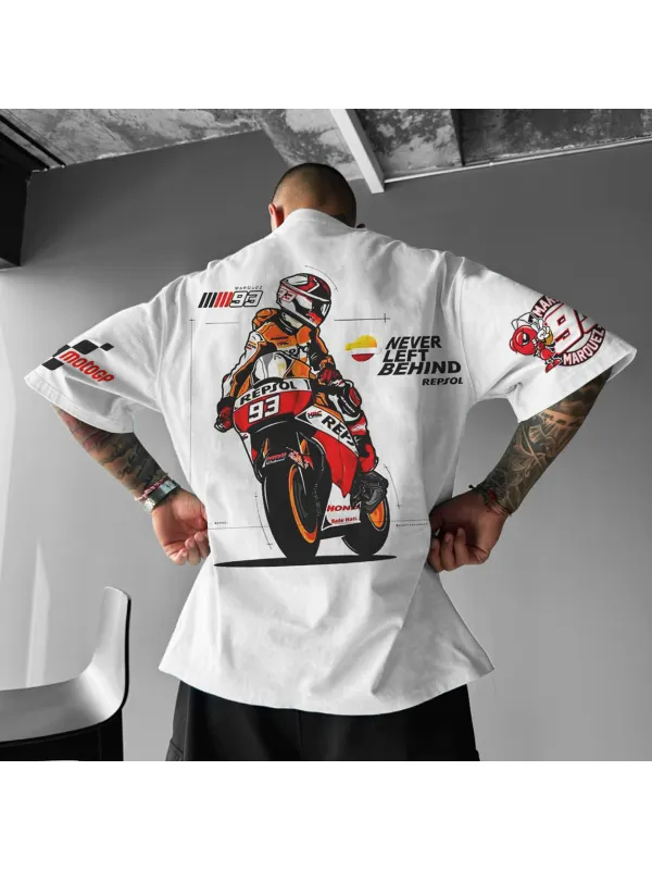 Unisex Oversized Motorcycle Racing No.93 Graphic Print T-Shirt - Aptkoi.com 