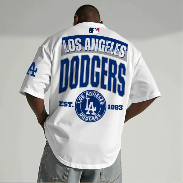 Unisex Los Angeles Baseball Print Oversized Short Sleeve T-Shirt - Yesunshine.com 