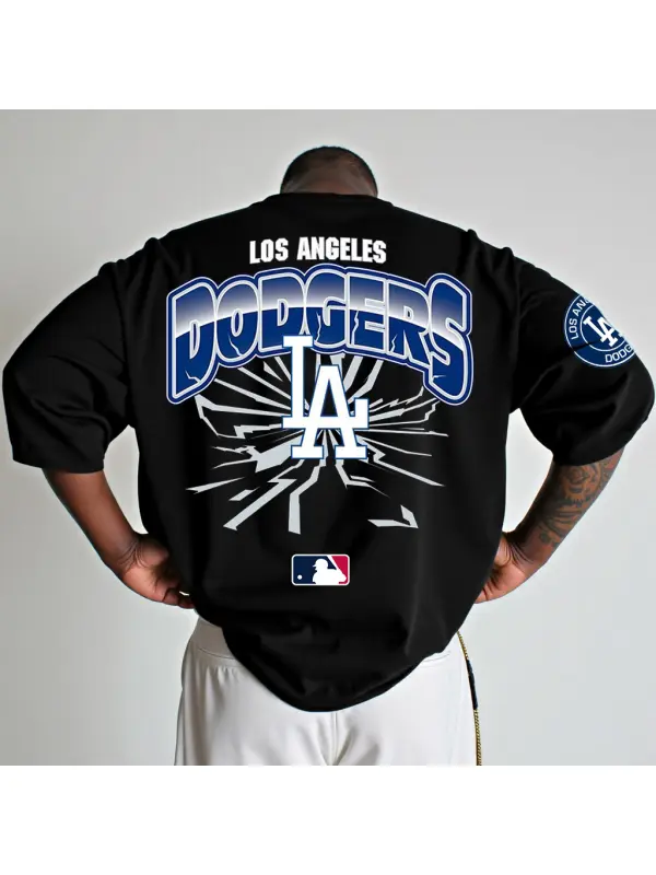 Unisex Black Los Angeles Team Baseball Print Oversized Short Sleeve T-Shirt - Shopyiyistories.com 