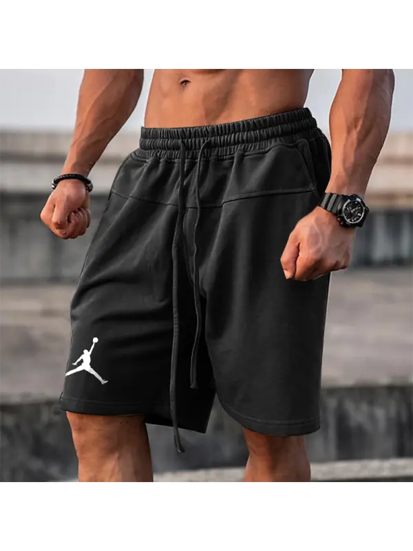 Unisex Basketball Print Sports Leisure Drawstring Black Shorts - Aptkoi.com 