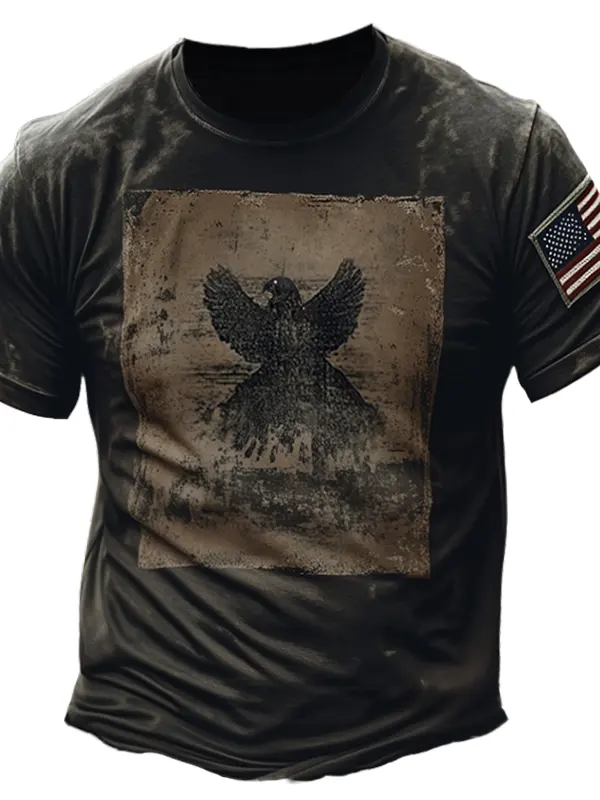 Men's Vintage Tactical Eagle Emblem T-Shirt - Menbarn.com 