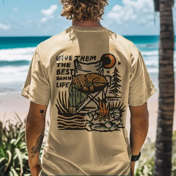 Men's Adventure Awaits Give Them The Best Damn Life Surf T-shirt - Wayrates.com 