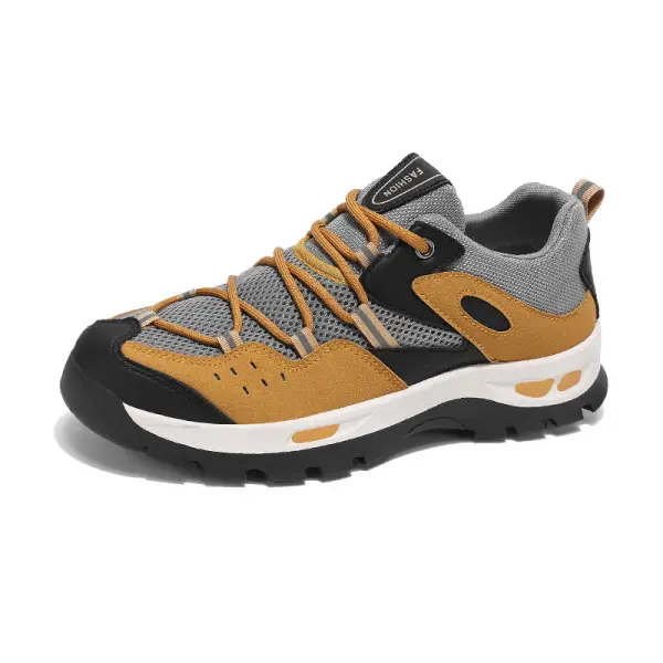 Men's Outdoor Leather Mesh Patchwork Hiking Sneakers - Ootdyouth.com 