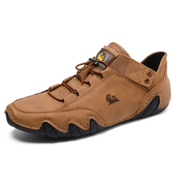 Men's Outdoor Leather High-Top Sneakers With Unique Ram Logo - Rabclub.com 
