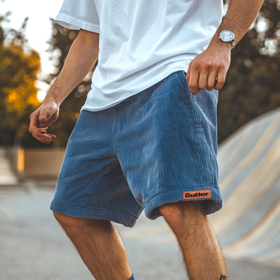 

Men's Vintage Goods Corduroy Casual Slate Blue Streetwear Shorts