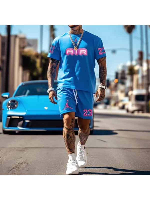 Unisex Basketball Print Klein Blue T-shirt And Shorts Set - Shopyiyistories.com 