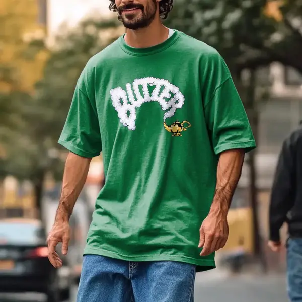 Unisex Lamp Graphic Print Streetwear Oversized Green Short Sleeve T-Shirt - Wayrates.com 