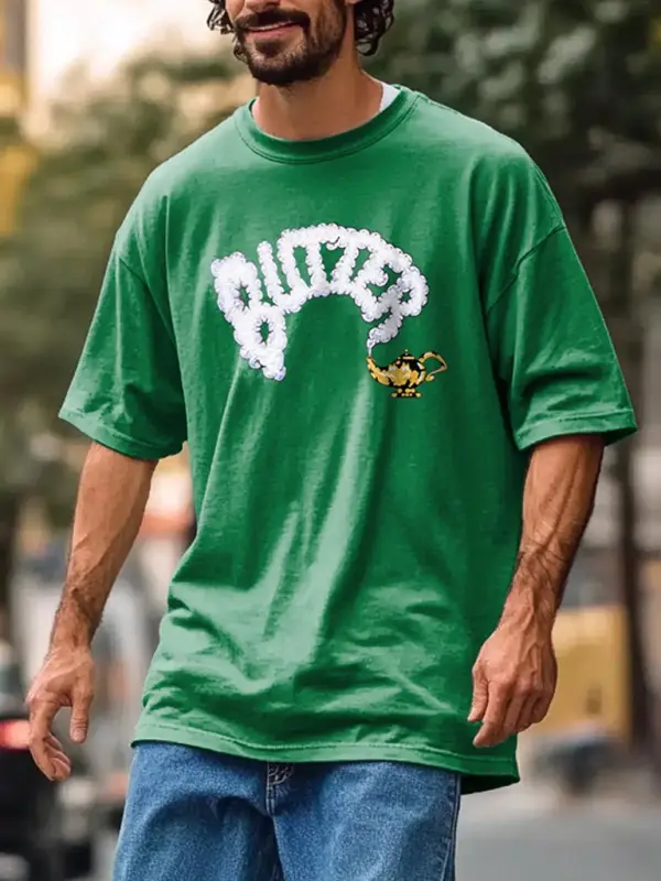 Unisex Lamp Graphic Print Streetwear Oversized Green Short Sleeve T-Shirt - Wantbright.com 