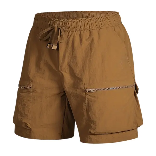 Men's Tactical Drawstring Elastic Waist Zipper Pocket Breathable Quick Dry Cargo Shorts - Rabclub.com 
