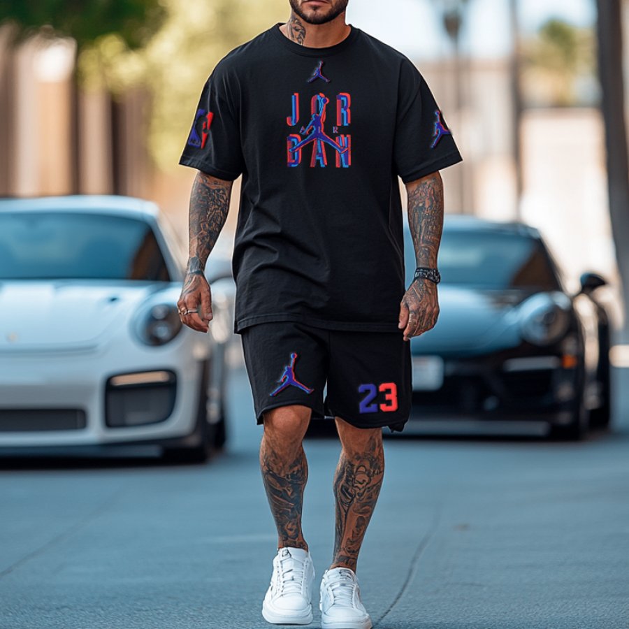 

Unisex Basketball Classic Print T-shirt And Shorts Set