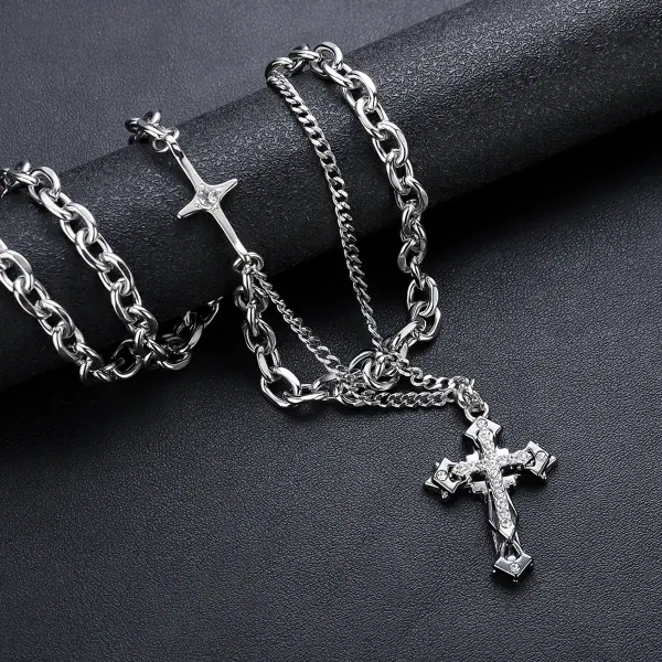 Unisex Titanium Steel Minimalist Cross Necklace - Dozenlive.com 