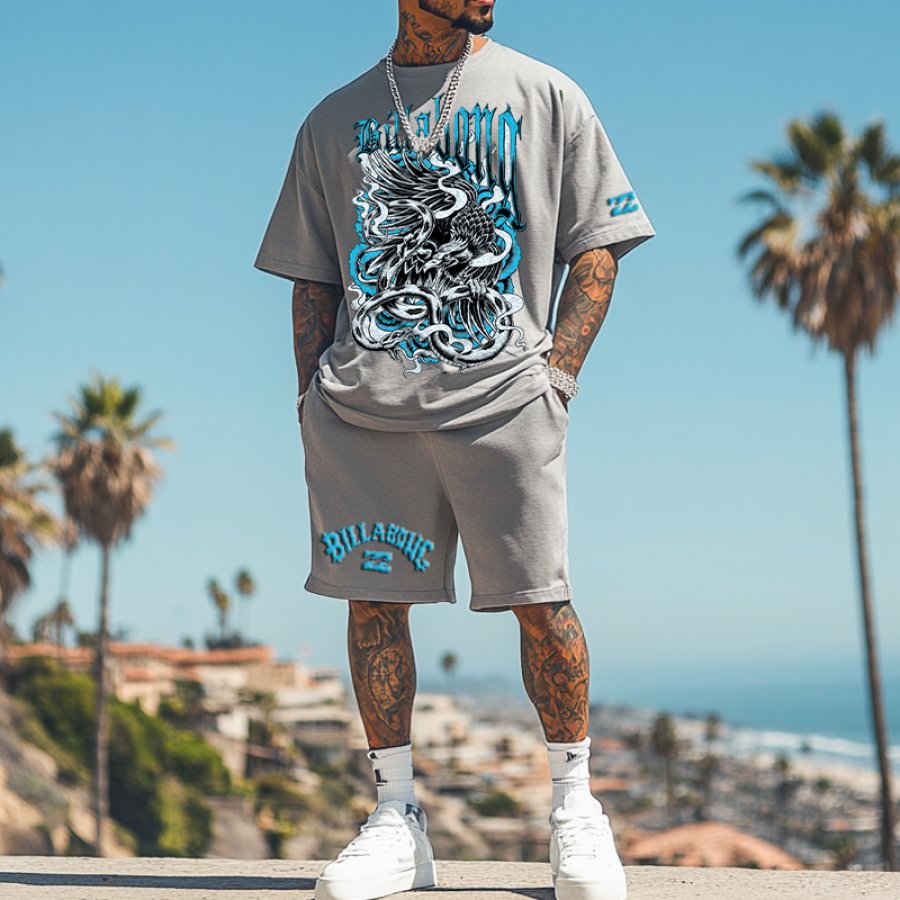 

Unisex Surf Retro Eagle Street Oversize T-shirt And Shorts Set
