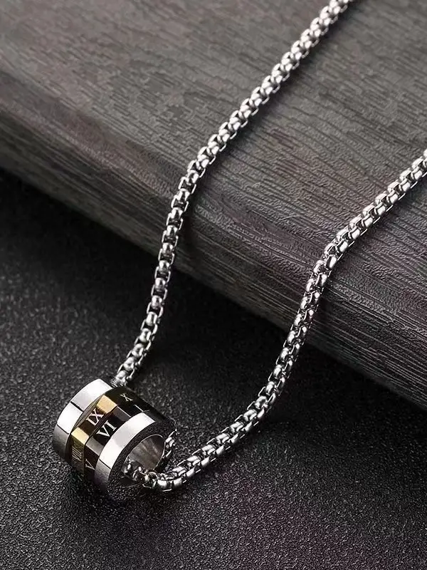 Unisex 23 Inch Titanium Steel Versatile Roman Numeral Necklace - Pragmaace.com 