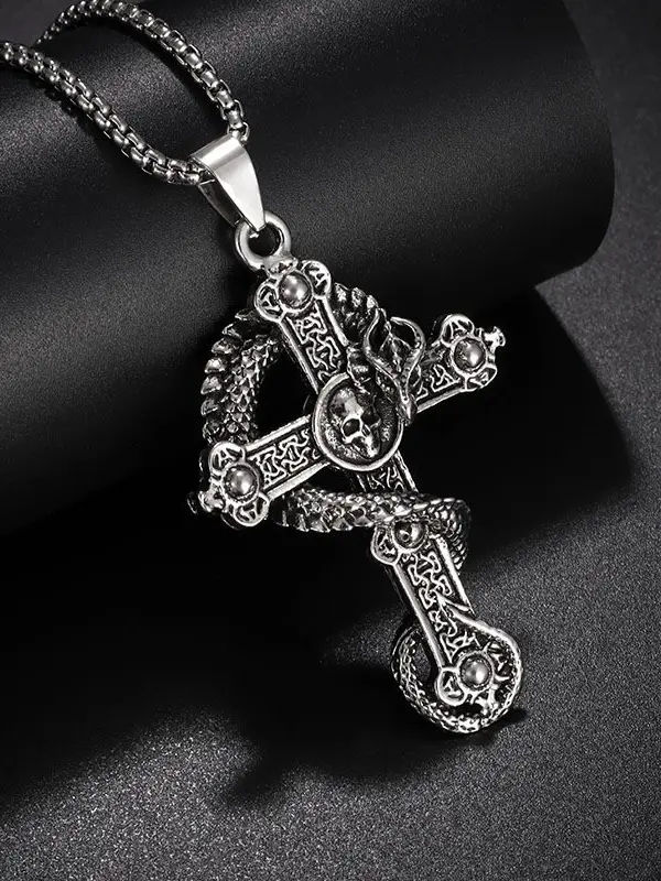 Unisex Street Skeleton Dragon Cross Necklace - Pragmaace.com 
