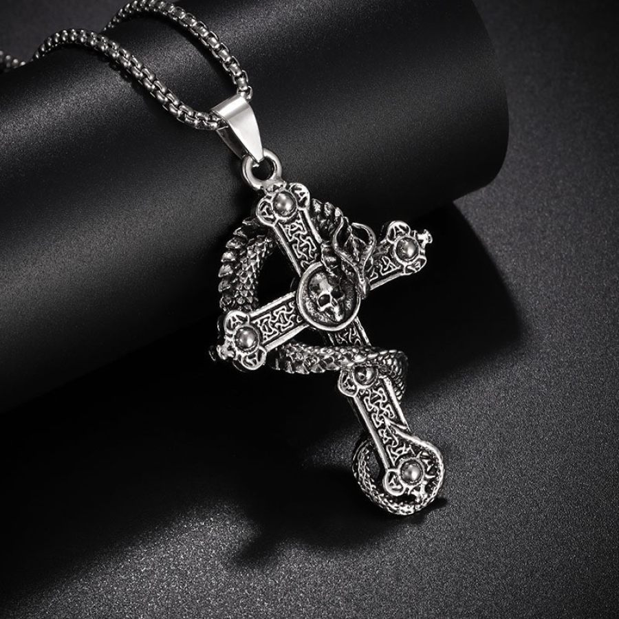 

Unisex Street Skeleton Dragon Cross Necklace